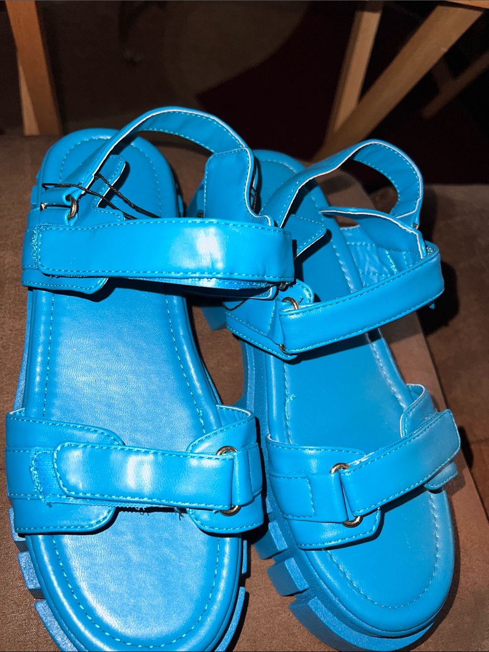 Forever 21 Turquoise Strappy Platform Sandals